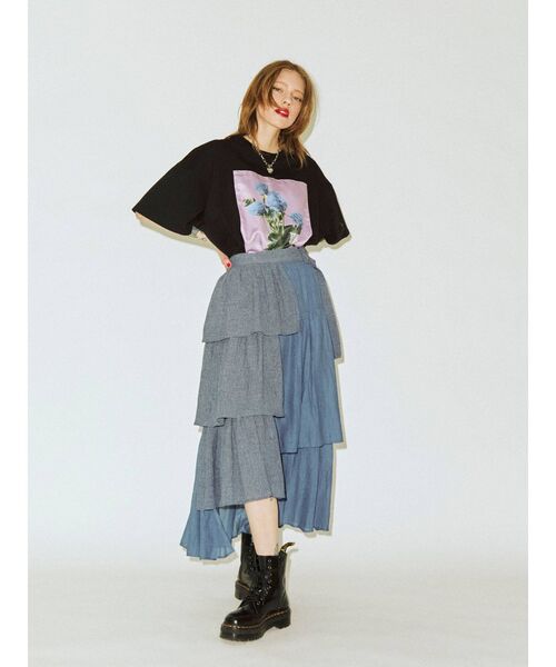 jouetie（ジュエティ）の「カラーフォトスーパーBIG Tシャツ（Tシャツ/カットソー・レディース・ライトブルー/ブラック/オフホワイト・MEDIUM）」の4枚目の写真