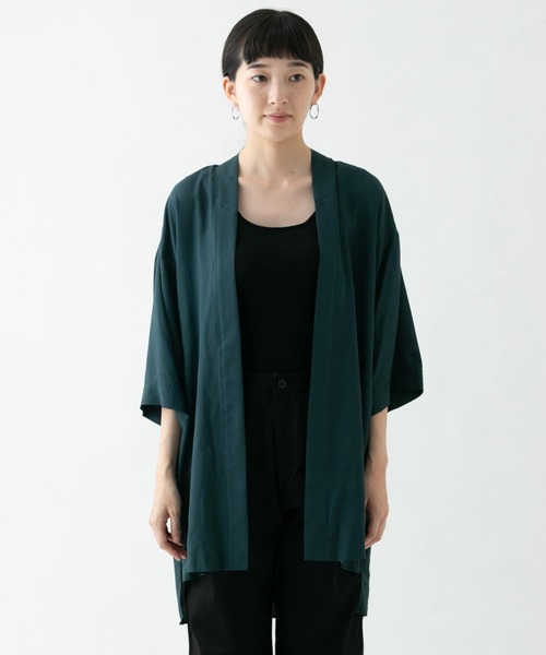 WORK NOT WORK URBAN RESEARCH（ワークノットワークアーバンリサーチ）の「ヴィンテージサテンレイバーシャツ∴（カーディガン/ボレロ・レディース・グリーン・FREE）」の4枚目の写真