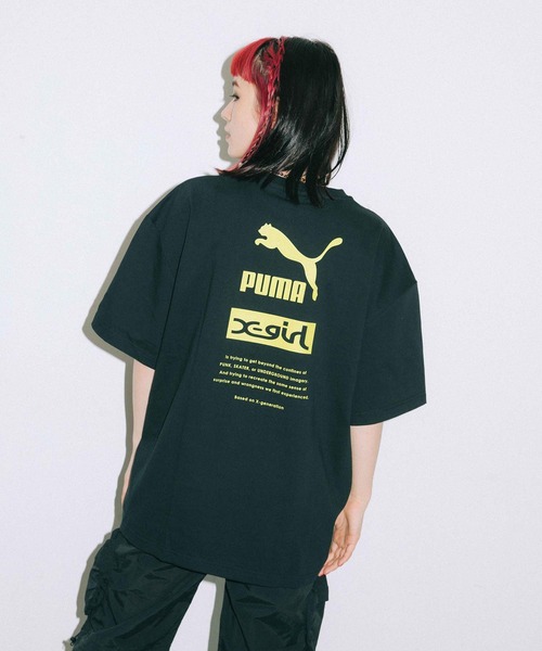 X-girl（エックスガール）の「X-girl × PUMA S/S TEE（Tシャツ/カットソー・レディース・ホワイト/ブラック/ピンク/イエロー・S/M/L/XL）」の3枚目の写真