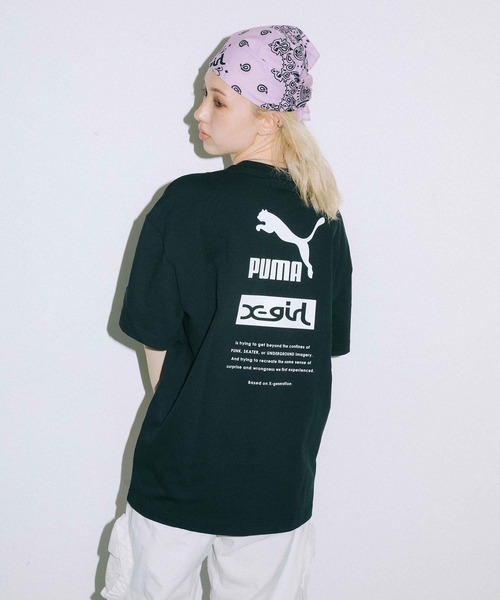 X-girl（エックスガール）の「X-girl × PUMA S/S TEE（Tシャツ/カットソー・レディース・ホワイト/ブラック/ピンク/イエロー・S/M/L/XL）」の2枚目の写真