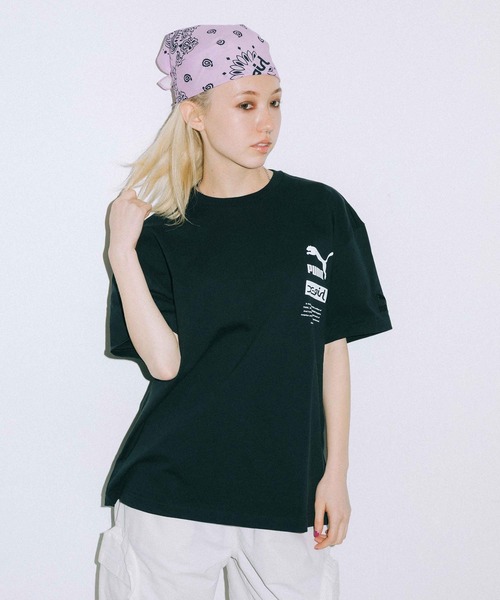 X-girl（エックスガール）の「X-girl × PUMA S/S TEE（Tシャツ/カットソー・レディース・ホワイト/ブラック/ピンク/イエロー・S/M/L/XL）」の7枚目の写真