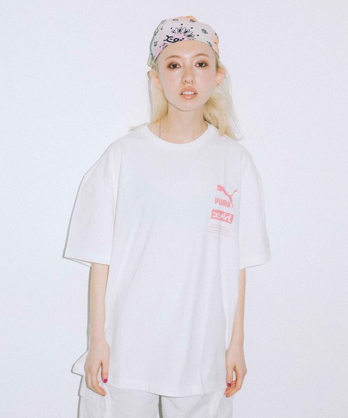 X-girl（エックスガール）の「X-girl × PUMA S/S TEE（Tシャツ/カットソー・レディース・ホワイト/ブラック/ピンク/イエロー・S/M/L/XL）」の8枚目の写真