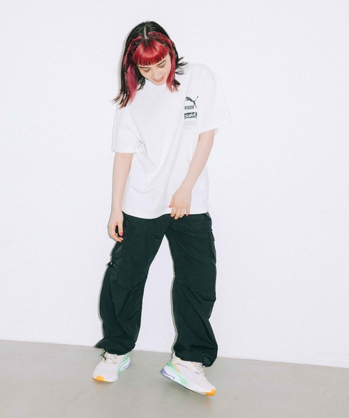 X-girl（エックスガール）の「X-girl × PUMA S/S TEE（Tシャツ/カットソー・レディース・ホワイト/ブラック/ピンク/イエロー・S/M/L/XL）」の21枚目の写真