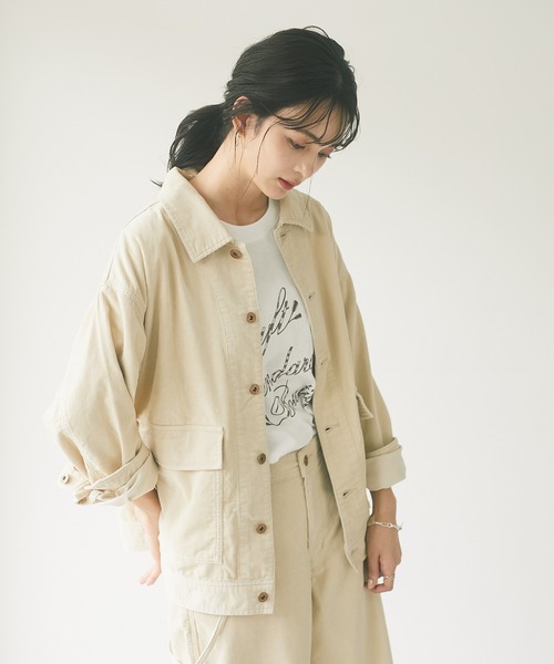 CRAFT STANDARD BOUTIQUE(クラフトスタンダードブティック)の「コーデュロイジャケット *◇(カバーオール・レディース・ブラウン/アイボリー/モカ・M/L)」の1枚目の写真