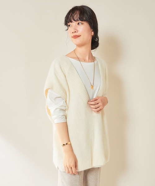 SHENERY（シーナリー）の「ラクーンVネックベスト（ベスト・レディース・オフホワイト/ラベンダー/グリーン・FREE）」の9枚目の写真