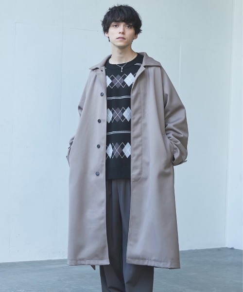 Alpinus(アルピナス)の「Alpinus - woolblend over soutien collar coat / ウールブレンドオーバーステンカラーコート(その他アウター・メンズ・ネイビー/グレイッシュベージュ・SMALL/MEDIUM)」の1枚目の写真