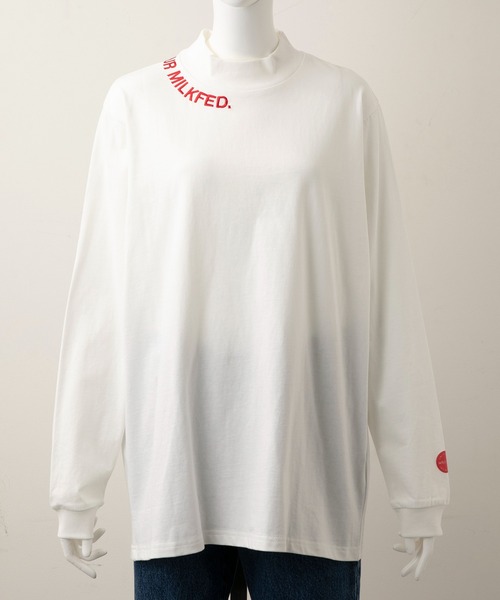 MILKFED.（ミルクフェド）の「EMBROIDERED LOGO HIGH NECK TOP（Tシャツ/カットソー・レディース・ホワイト/ライトブルー/ブラック/ベージュ/ネイビー・ONE SIZE）」の15枚目の写真