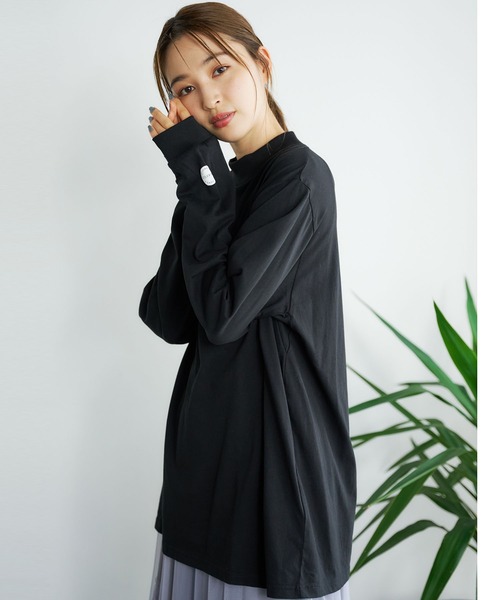 MILKFED.（ミルクフェド）の「EMBROIDERED LOGO HIGH NECK TOP（Tシャツ/カットソー・レディース・ホワイト/ライトブルー/ブラック/ベージュ/ネイビー・ONE SIZE）」の11枚目の写真