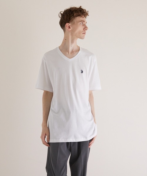 U.S. POLO ASSN.(ユーエスポロアッスン)の「U.S. POLO ASSN. USポロアッスン ワンポイント刺繍 半袖 Vネック(Tシャツ/カットソー・メンズ・ホワイト/ブラック/ネイビー/ライトイエロー・X-LARGE/LARGE/MEDIUM/SMALL)」の2枚目の写真