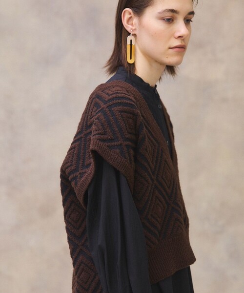 PUBLIC TOKYO（パブリックトウキョウ）の「ダイヤブークレベスト（ベスト・レディース・ブラウン/アイボリー・FREE）」の16枚目の写真