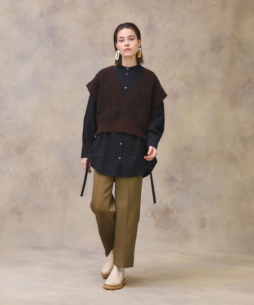 PUBLIC TOKYO（パブリックトウキョウ）の「ダイヤブークレベスト（ベスト・レディース・ブラウン/アイボリー・FREE）」の15枚目の写真