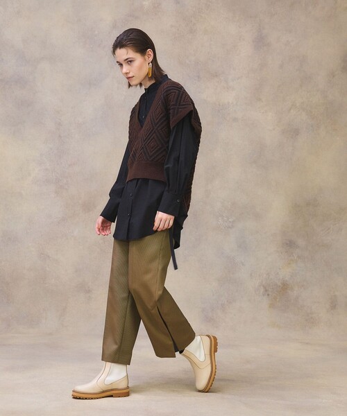 PUBLIC TOKYO（パブリックトウキョウ）の「ダイヤブークレベスト（ベスト・レディース・ブラウン/アイボリー・FREE）」の11枚目の写真