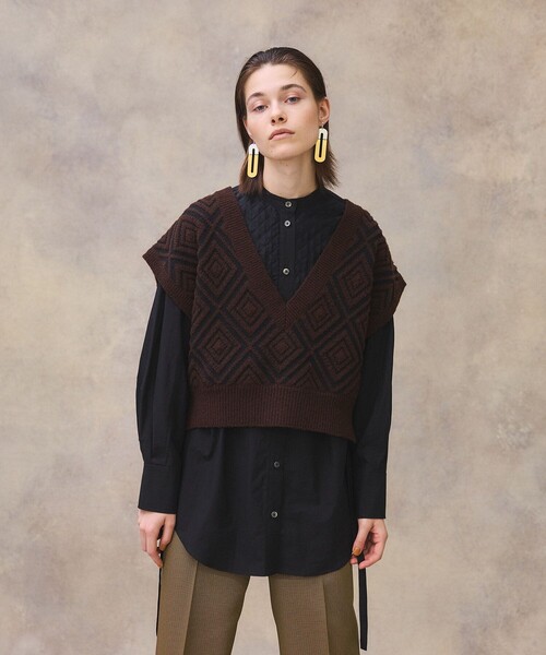 PUBLIC TOKYO（パブリックトウキョウ）の「ダイヤブークレベスト（ベスト・レディース・ブラウン/アイボリー・FREE）」の18枚目の写真