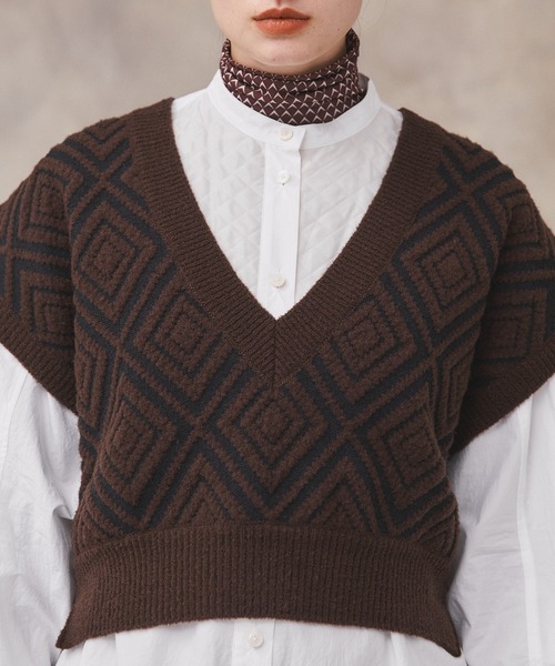 PUBLIC TOKYO（パブリックトウキョウ）の「ダイヤブークレベスト（ベスト・レディース・ブラウン/アイボリー・FREE）」の22枚目の写真