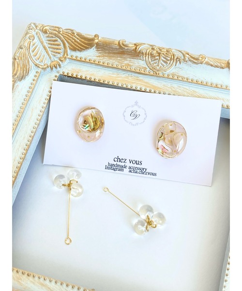 tone(トーン)の「【chez vous】MINAMO kagayaki イヤリング (MA)(イヤリング・レディース・ホワイト/クリア/パープル系その他/イエロー系その他・FREE)」の6枚目の写真