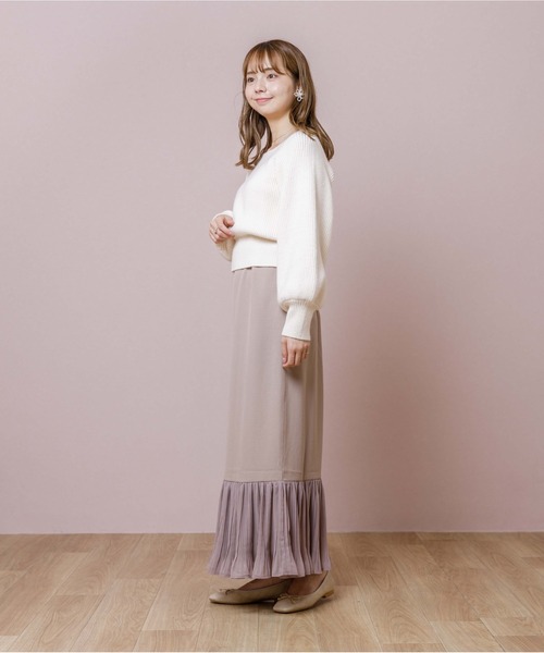 flower（フラワー）の「コンパクトスクエアニット（ニット/セーター・レディース・ホワイト/カーキ・FREE）」の5枚目の写真