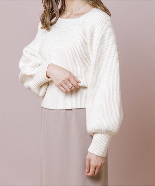 flower（フラワー）の「コンパクトスクエアニット（ニット/セーター・レディース・ホワイト/カーキ・FREE）」の12枚目の写真