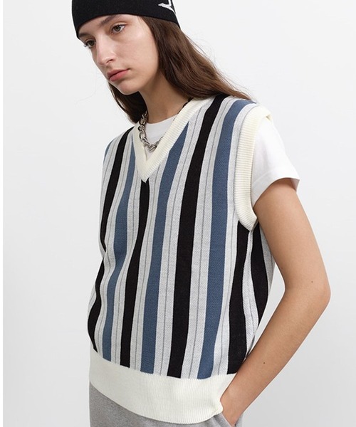 ROCKET x LUNCH（ロケットアンドランチ）の「ROCKET×LUNCH／STRIPEニットべスト  2957921（ニット/セーター・レディース・その他1/その他2/その他3・SMALL）」の2枚目の写真