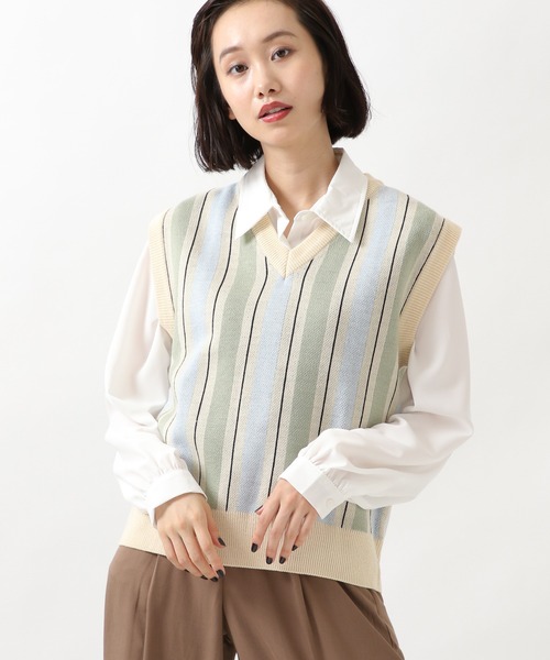 ROCKET x LUNCH（ロケットアンドランチ）の「ROCKET×LUNCH／STRIPEニットべスト  2957921（ニット/セーター・レディース・その他1/その他2/その他3・SMALL）」の3枚目の写真