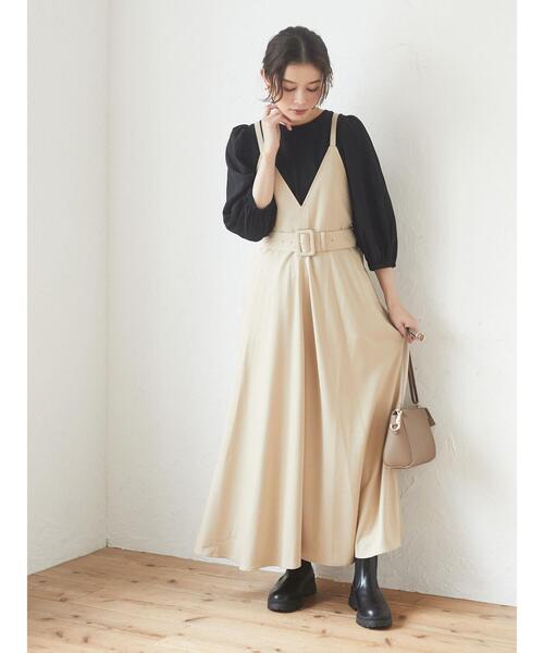 Sugar spoon（シュガースプーン）の「・SUGAR SPOON バッククロスジャンスカ＊（ワンピース・レディース・ベージュ/ブラック/アイボリー・FREE）」の11枚目の写真