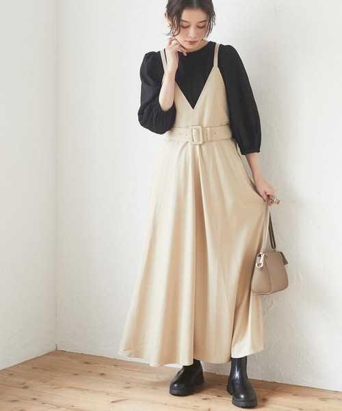 Sugar spoon（シュガースプーン）の「・SUGAR SPOON バッククロスジャンスカ＊（ワンピース・レディース・ベージュ/ブラック/アイボリー・FREE）」の2枚目の写真