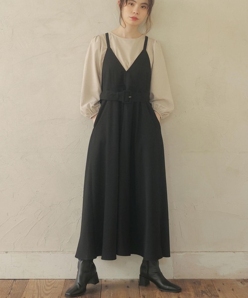 Sugar spoon（シュガースプーン）の「・SUGAR SPOON バッククロスジャンスカ＊（ワンピース・レディース・ベージュ/ブラック/アイボリー・FREE）」の3枚目の写真