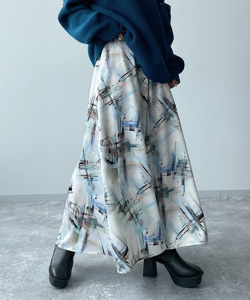 PAGEBOY（ページボーイ）の「キャンバスアートフレアスカート（スカート・レディース・ブラック系その他/ホワイト系その他・FREE）」の3枚目の写真