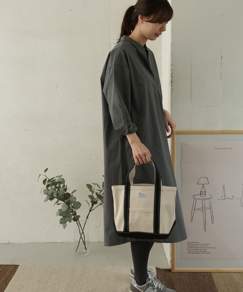 URBAN RESEARCH DOORS(アーバンリサーチドアーズ)の「ストライプシャツワンピース(ワンピース・レディース・ベージュ/チャコールグレー・ONE)」の19枚目の写真