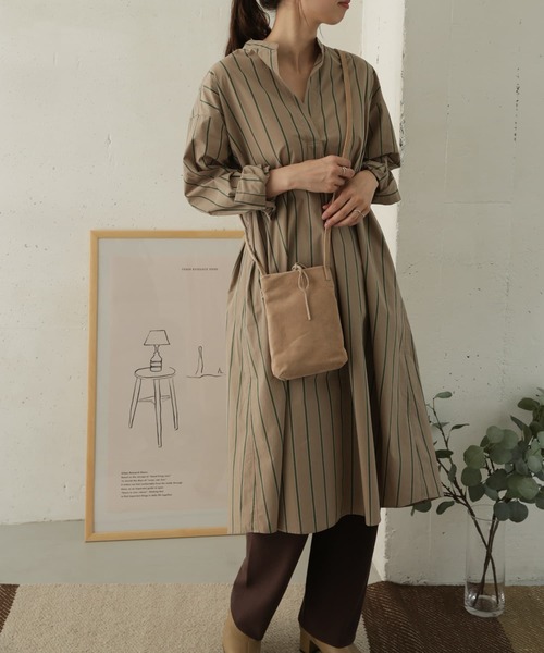 美品 アーバンリサーチドアーズ ストライプシャツワンピース ゆったり ベージュ 美品 アーバンリサーチドアーズ ストライプシャツワンピース