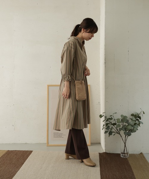 美品 アーバンリサーチドアーズ ストライプシャツワンピース ゆったり ベージュ URBAN RESEARCH DOORS - 美品 アーバンリサーチドアーズ