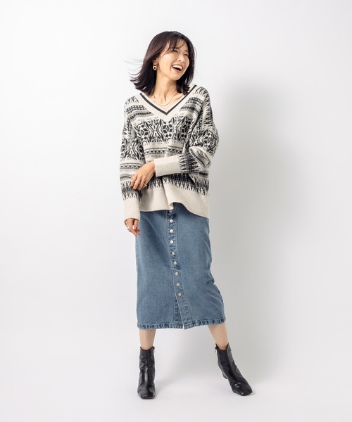 RIVE DROITE(リヴドロワ)の「大人の女性を美しく見せる フロントボタンデニムスカート(デニムスカート・レディース・ブラック/ブルー・38/36)」の20枚目の写真