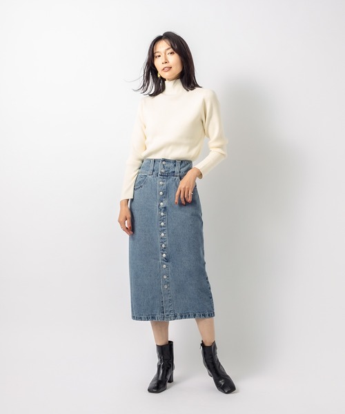 RIVE DROITE(リヴドロワ)の「大人の女性を美しく見せる フロントボタンデニムスカート(デニムスカート・レディース・ブラック/ブルー・38/36)」の14枚目の写真