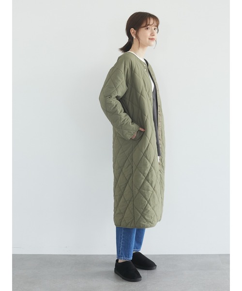 Green Parks(グリーンパークス)の「キルトロングコート*(その他アウター・レディース・イエロー/カーキ/ベージュ/ブラック・FREE)」の18枚目の写真