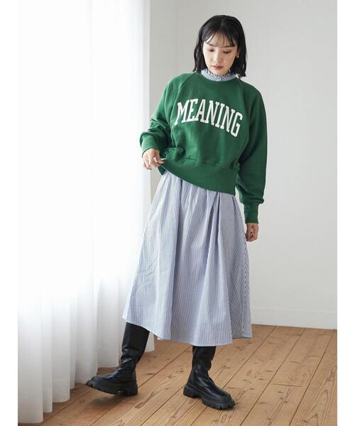 Green　Parks（グリーンパークス）の「裏毛ショート丈ロゴプルオーバー＊（スウェット・レディース・ダークグレー/杢グレー/グリーン・FREE）」の21枚目の写真