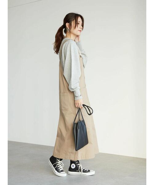 Green　Parks（グリーンパークス）の「裏毛ショート丈ロゴプルオーバー＊（スウェット・レディース・ダークグレー/杢グレー/グリーン・FREE）」の4枚目の写真