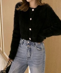 フロントビジューボタンシャギーニットカーディガン【ZOZOTOWN限定】