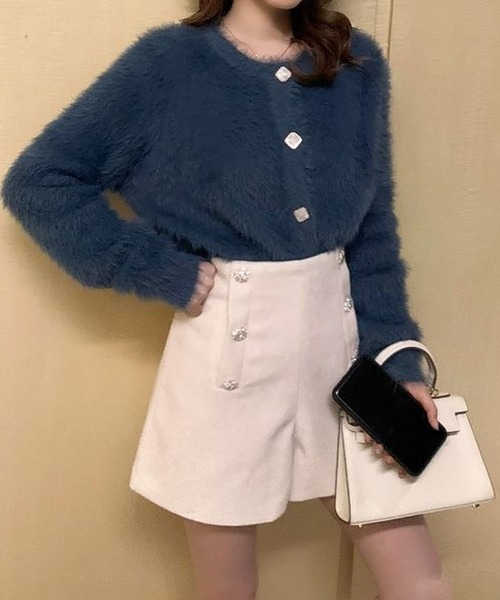 meJane(ミージェーン)の「フロントビジューボタンシャギーニットカーディガン【ZOZOTOWN限定】(カーディガン/ボレロ・レディース・ホワイト/ブラック/ブラウン/ダークブルー・FREE)」の17枚目の写真