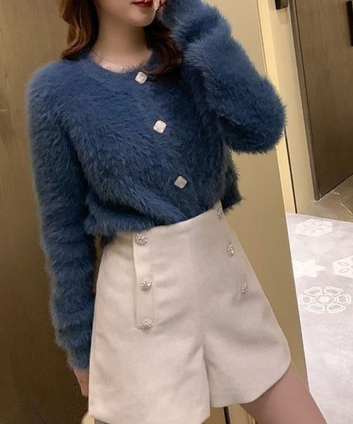 meJane(ミージェーン)の「フロントビジューボタンシャギーニットカーディガン【ZOZOTOWN限定】(カーディガン/ボレロ・レディース・ホワイト/ブラック/ブラウン/ダークブルー・FREE)」の15枚目の写真