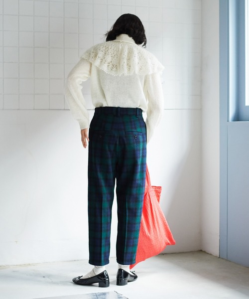bulle de savon(ビュルデサボン)の「Recycle wool Twill パンツ(スラックス・レディース・ネイビー/マスタード・FREE)」の5枚目の写真