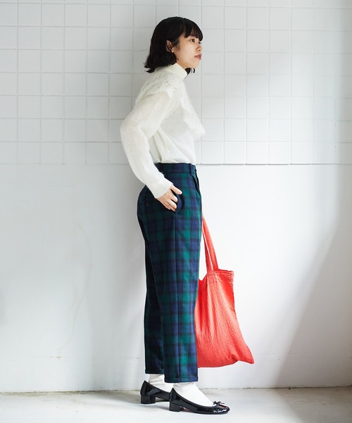 bulle de savon(ビュルデサボン)の「Recycle wool Twill パンツ(スラックス・レディース・ネイビー/マスタード・FREE)」の9枚目の写真