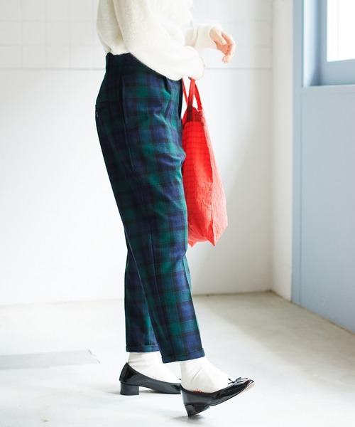 bulle de savon(ビュルデサボン)の「Recycle wool Twill パンツ(スラックス・レディース・ネイビー/マスタード・FREE)」の4枚目の写真