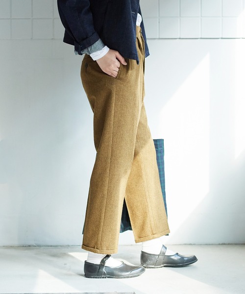 bulle de savon(ビュルデサボン)の「Recycle wool Twill パンツ(スラックス・レディース・ネイビー/マスタード・FREE)」の18枚目の写真