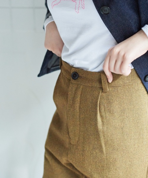 bulle de savon(ビュルデサボン)の「Recycle wool Twill パンツ(スラックス・レディース・ネイビー/マスタード・FREE)」の21枚目の写真