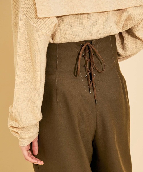 MADEMOISELLE ROPE'（マドモアゼル ロペ）の「<春まで使える>バックレースアップワイドパンツ（その他パンツ・レディース・ピンク/ブラウン系その他・38/36）」の5枚目の写真