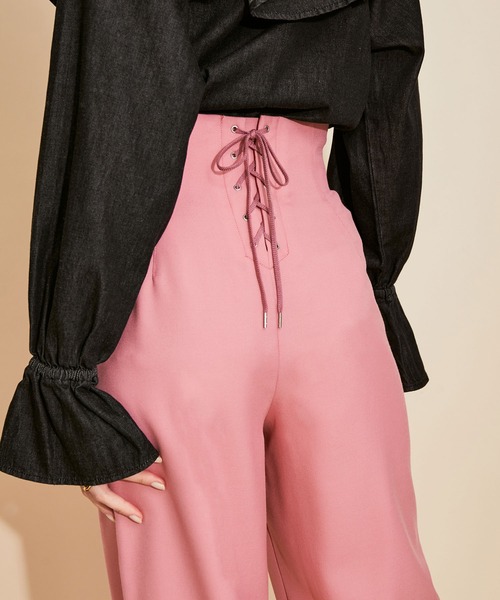MADEMOISELLE ROPE'（マドモアゼル ロペ）の「<春まで使える>バックレースアップワイドパンツ（その他パンツ・レディース・ピンク/ブラウン系その他・38/36）」の8枚目の写真