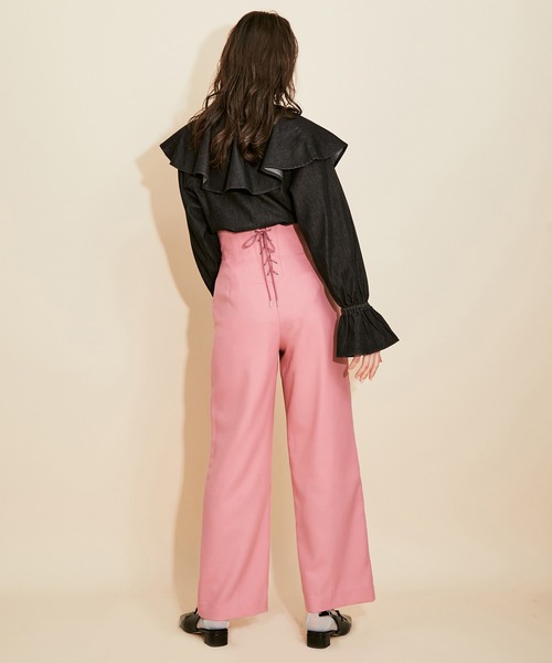 MADEMOISELLE ROPE'（マドモアゼル ロペ）の「<春まで使える>バックレースアップワイドパンツ（その他パンツ・レディース・ピンク/ブラウン系その他・38/36）」の7枚目の写真