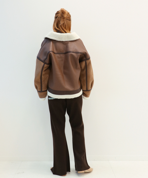 Simplicite（サンプリシテ）の「B3ボアライダースブルゾン◆（ミリタリージャケット・レディース・ブラック/ブラウン・FREE）」の12枚目の写真