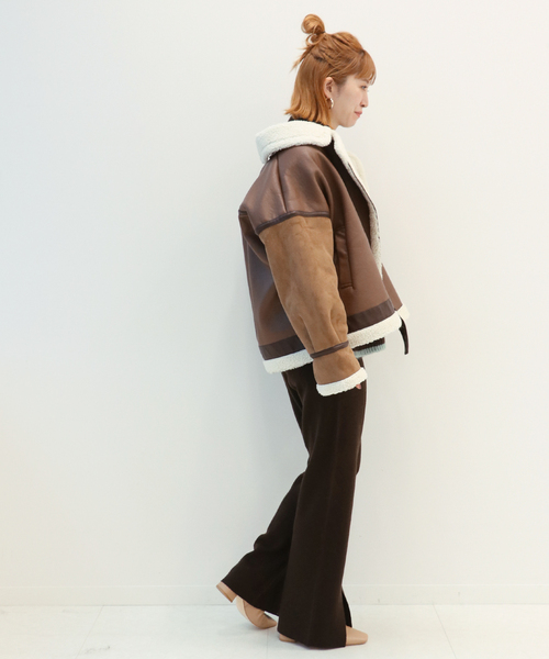 Simplicite（サンプリシテ）の「B3ボアライダースブルゾン◆（ミリタリージャケット・レディース・ブラック/ブラウン・FREE）」の13枚目の写真