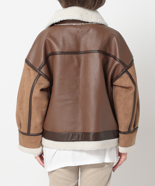 Simplicite（サンプリシテ）の「B3ボアライダースブルゾン◆（ミリタリージャケット・レディース・ブラック/ブラウン・FREE）」の17枚目の写真