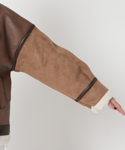 Simplicite（サンプリシテ）の「B3ボアライダースブルゾン◆（ミリタリージャケット・レディース・ブラック/ブラウン・FREE）」の20枚目の写真